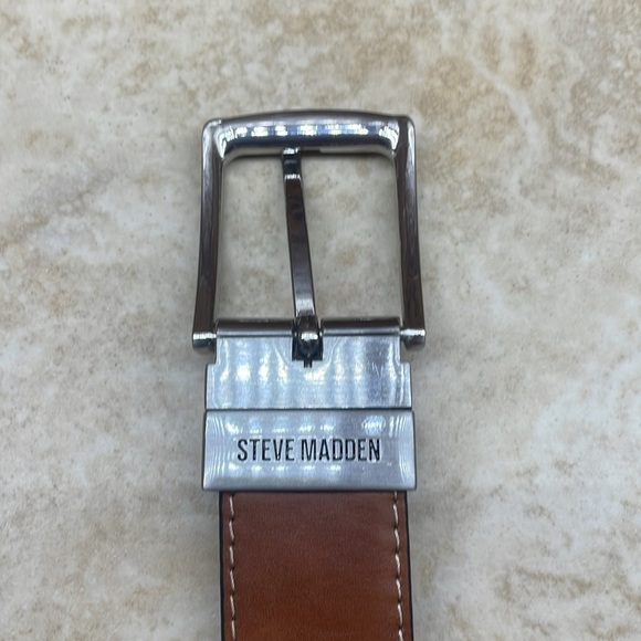 Steve Madden Belt Reversible Brown Black Silver Tone Buckle Size 34/36 - Picture 5 of 11